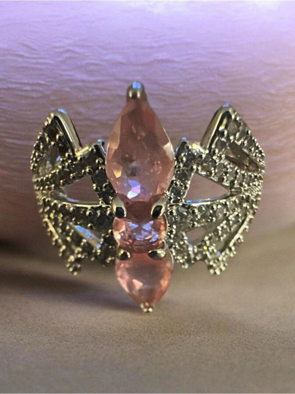 Bomb Party Pink Crystal Marquise Statement Ring